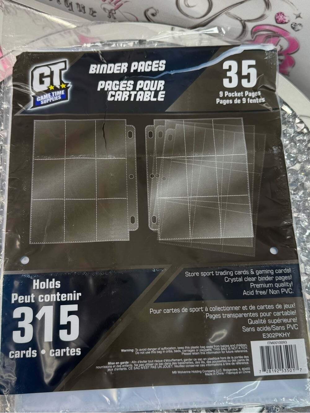 GT GAME TIME 35-Pack 9-Pocket Binder Pages - clear cards holds 315 cards